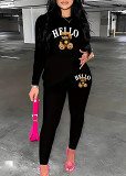 Womens Tracksuit 2 Piece Set Long Sleeve Crewneck Tops And Long Pants Printed Leisure Outfits