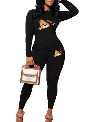 Womens Tracksuit 2 Piece Set Long Sleeve Crewneck Tops And Long Pants Printed Leisure Outfits