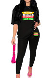 Womens Tracksuit 2 Piece Set Short Sleeve Crewneck Tops And Long Pants Printed Leisure Outfits