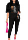 Womens Tracksuit 2 Piece Set Short Sleeve Crewneck Tops And Long Pants Printed Leisure Outfits