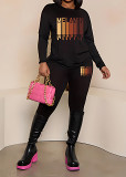 Womens Tracksuit 2 Piece Set Long Sleeve Crewneck Tops And Long Pants Printed Leisure Outfits