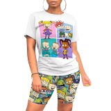 Cartoon printing casual summer short two-piece suit