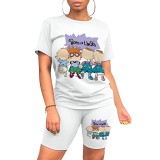 Cartoon printing casual summer short two-piece suit