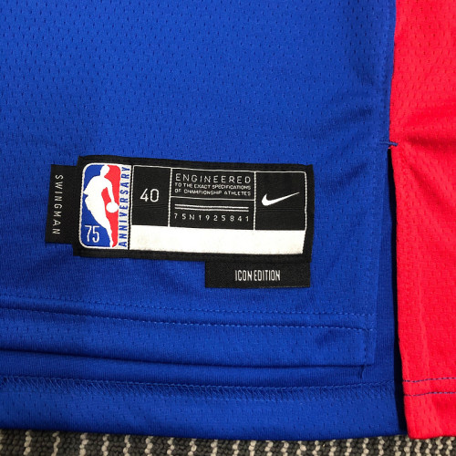 Men's Allen Iverson Blue Team Jersey - 75th Anniversary Edition