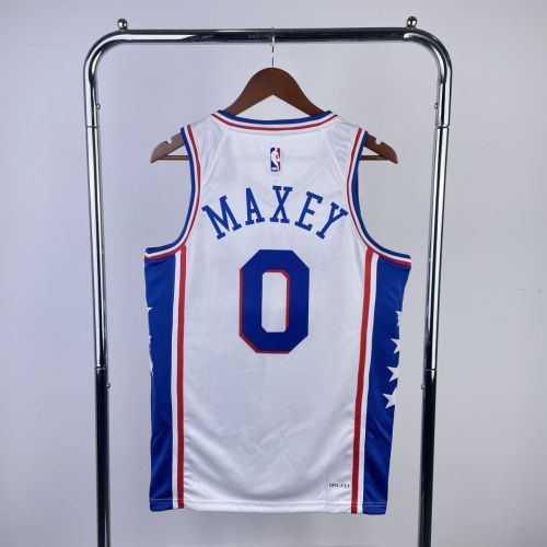 Men's Tyrese Maxey Home White Team Jersey