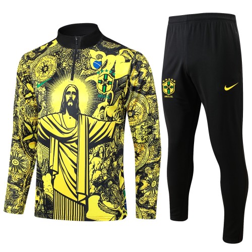 Brazil 2024 Half-Zip Training Sweatshirt and Pants Set B948 - PM