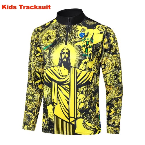 Kids Brazil 2024 Half-Zip Training Sweatshirt and Pants Set E920 - PM