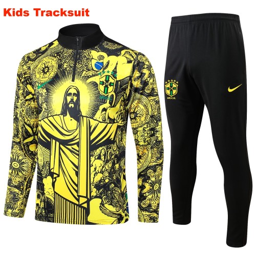 Kids Brazil 2024 Half-Zip Training Sweatshirt and Pants Set E920 - PM
