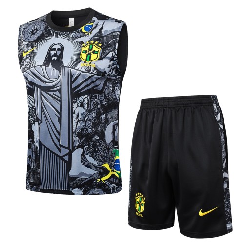 Brazil 24/25 Sleeveless Jersey and Shorts Set D1215 - PM