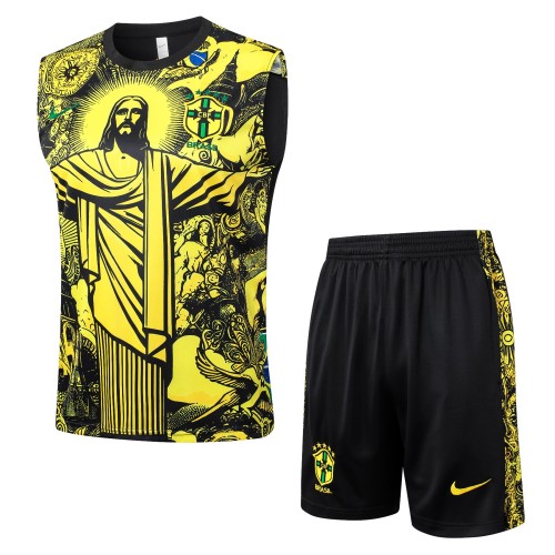 Brazil 24/25 Sleeveless Jersey and Shorts Set D1214 - PM
