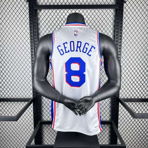 Men's 2023 Paul George Home White Team Jersey