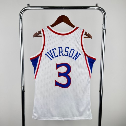 Men's M&N 1996/97 Allen Iverson White Retro Jersey