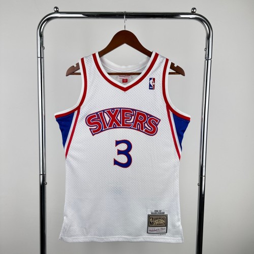 Men's M&N 1996/97 Allen Iverson White Retro Jersey