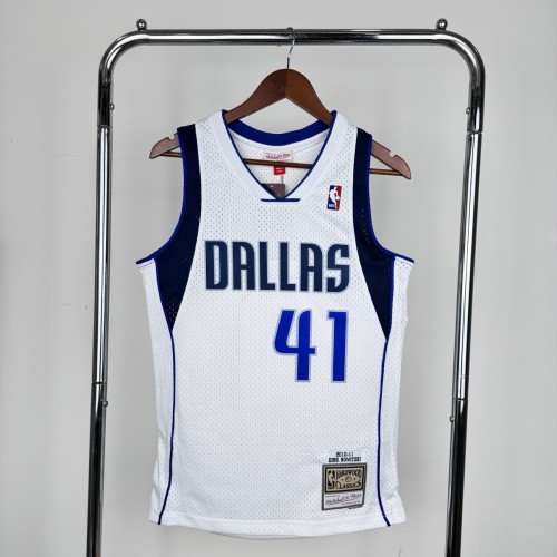 Men's M&N 2010/11 Dirk Nowitzki White Retro Jersey