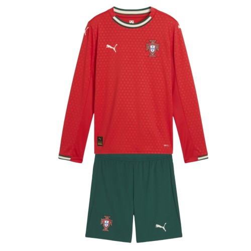Kids Portugal 2025 Home Long Sleeve Jersey and Short Kit