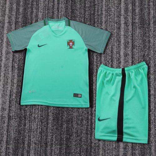 Kids Portugal 2016 Euro Away Retro Kit