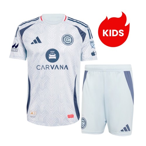 Kids Chicago Fire 2025 Away Jersey and Short Kit