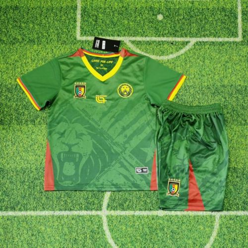 Kids Cameroon 2025 Home Jersey and Short Kit