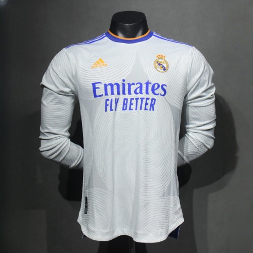 Player Version Real Madrid 2021/2022 Home Long Sleeve Retro Authentic Jersey