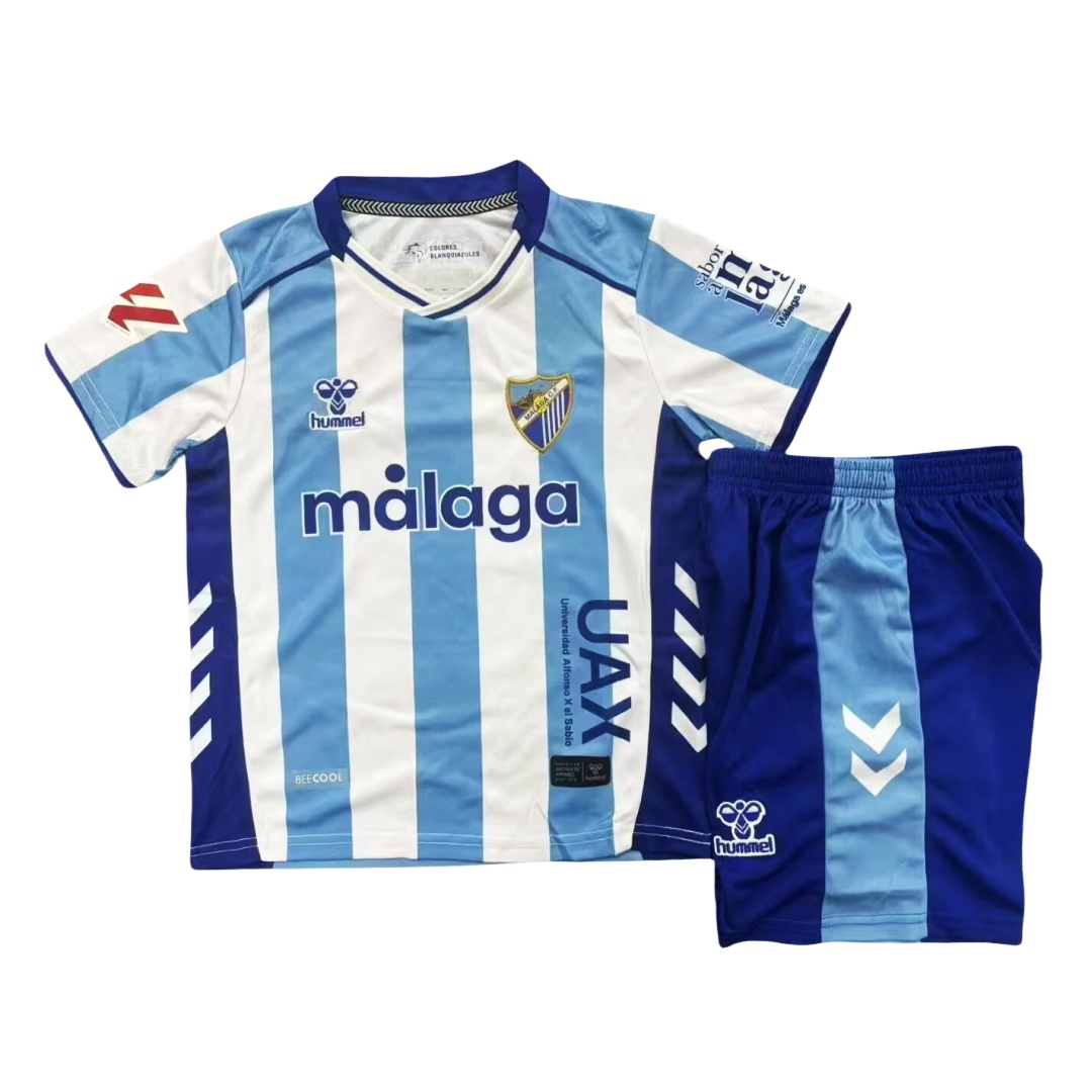 Kids Malaga CF 25/26 Home Jersey and Short Kit