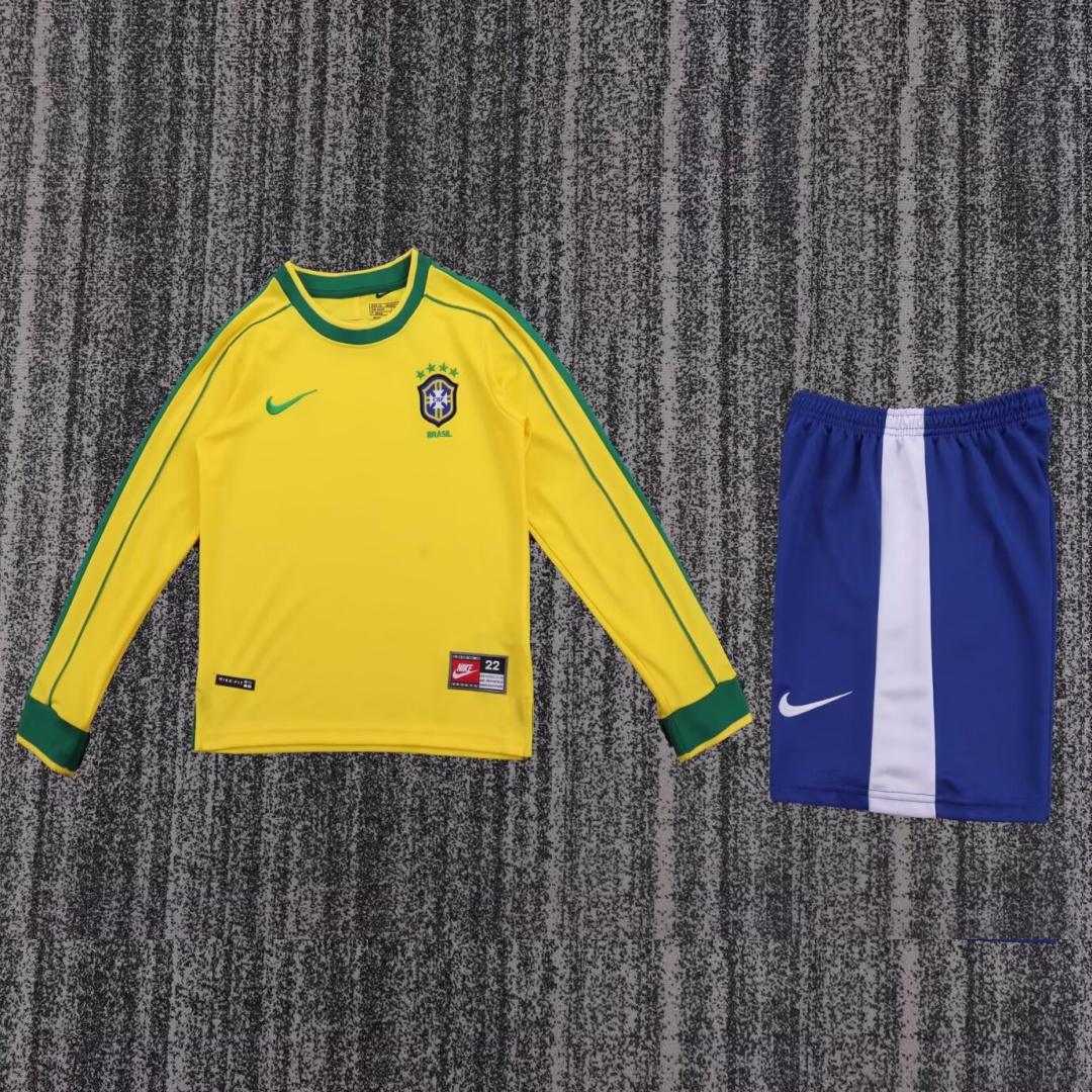 Kids Brazil 1998/2000 Home  Long Sleeve Retro Kit