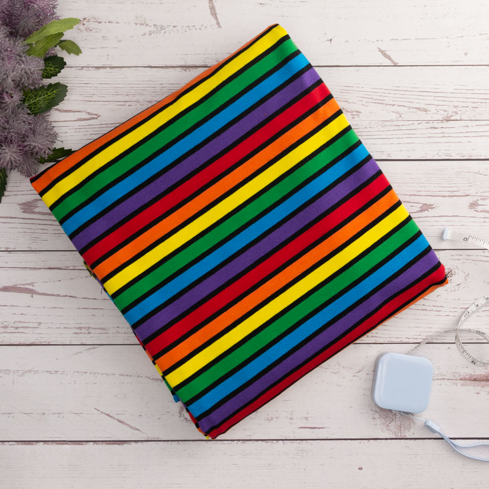 rainbow cotton lycra fabric