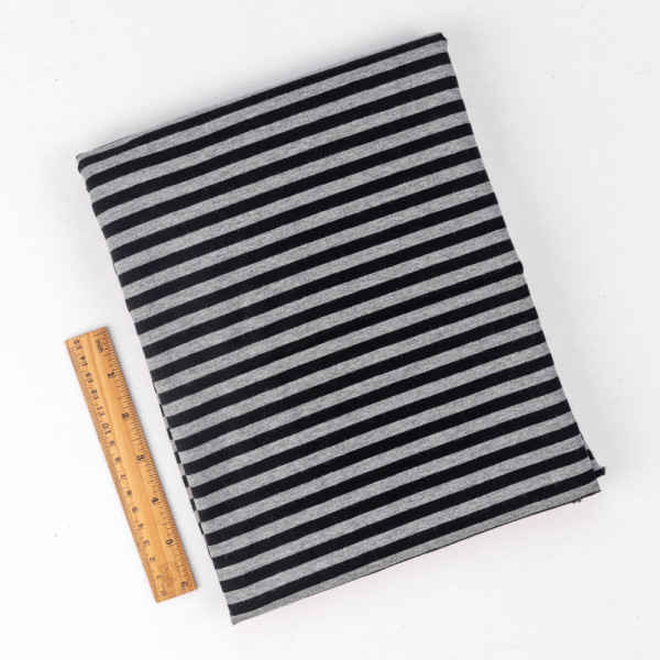 Heatherd grey and black stripe yarn dye fabric