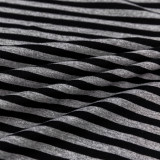 Heatherd grey and black stripe yarn dye fabric