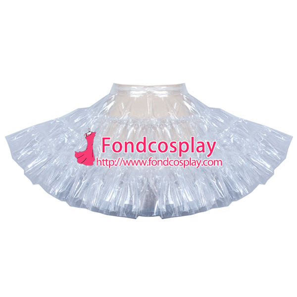 French clear PVC petticoat underskirt sissy maid skirt tailor-made [G3909]