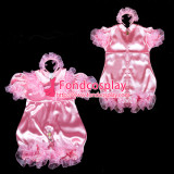 French Adult Sissy Baby Maid Satin Romper Lockable Suit Tailor-Made[G2404]