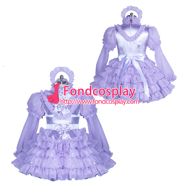 US$ 116.92 - French lockable lilac satin-organza sissy maid dress ...