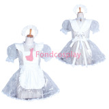 French Lockable clear PVC sissy maid dress CD/TV Tailor -Made[G3856]