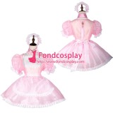 French Sissy Maid Pink Organza Lockable Dress Cosplay Costume Tailor-Made[G1781]