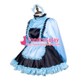 French Sissy Maid Satin Dress Lockable Uniform Cosplay Costume Tailor-Made[G3789]