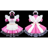 French Sexy Sissy Maid Dress Pvc Dress Pink Lockable Uniform Cosplay Costume Custom-Made[G490]