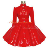 French Sexy Sissy Maid Gothic Lolita Punk Red Pvc Dress Cosplay Costume Tailor-Made[G380]