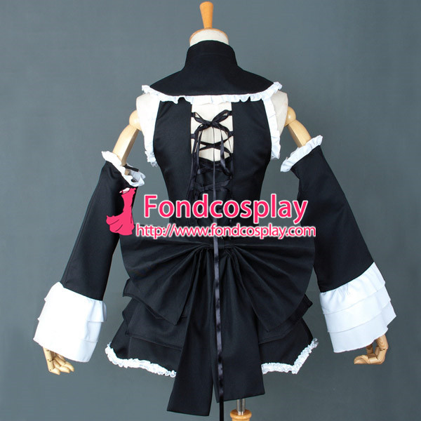 French Vocaloid2 Punk Black Cotton Sissy Maid Dress Cosplay Costume Tailor-Made[G757]