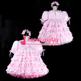 French Sissy Maid Satin Dress Lockable Uniform Cosplay Costume Tailor-Made[G2310]