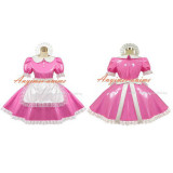 French Sexy Sissy Maid Pvc Dress Pink Lockable Uniform Cosplay Costume Tailor-Made[G415]