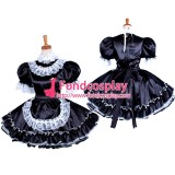 French Lockable Sissy Maid Black Satin Dress Uniform Cosplay Costume Tailor-Made[G1576]