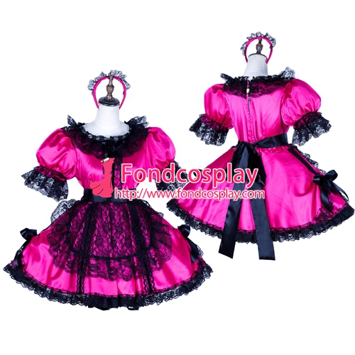 US$ 98.91 - French Lockable Sissy Maid Satin Dress Uniform Cosplay ...