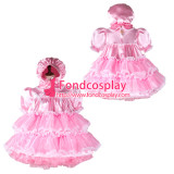 French Adult Baby Sissy Maid Satin-Organza Dress Lockable Tailor-Made[G2363]