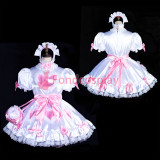 French Lockable heart Sissy Maid Satin Dress Unisex CD/TV Tailor-Made [G3835]