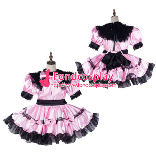 US$ 128.6 - French Sissy Maid Satin Dress Lockable Uniform Cosplay ...