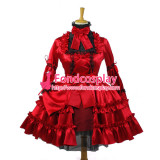 French Sissy Maid Gothic Lolita Red Satin Dress Cosplay Costume Custom-Made[G827]