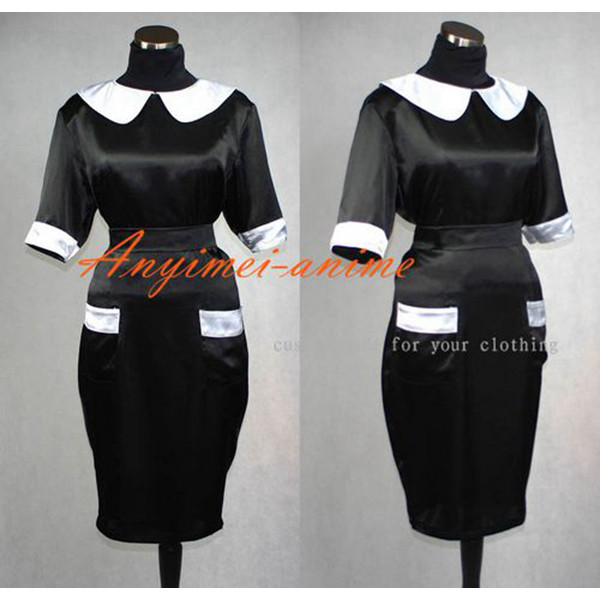 French Sexy Sissy Maid The Satin Smock Uniform Apron Dress Cosplay Costume Tailor-Made[G393]