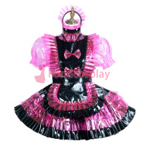 French lockable Sissy Maid clear PVC Dress vinyl unisex CD/TV Tailor-made[G3818]