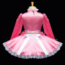 French Sexy Sissy Maid Pink Satin Dress Lockable Uniform Cosplay Costume Custom-Made[G577]
