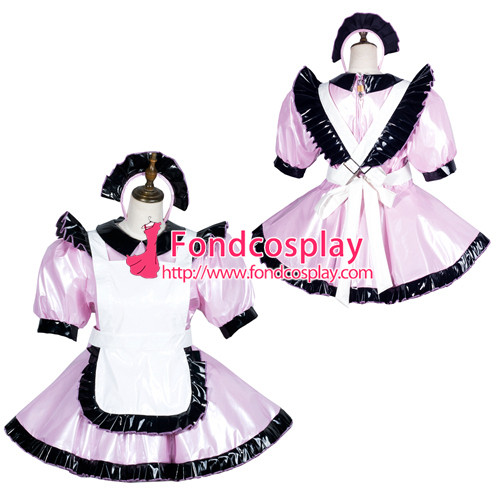 French Sissy Maid Pvc Dress Lockable Uniform Cosplay Costume Tailor-Made[G3778]