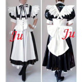 French Black-White Sexy Sissy Maid Pvc Lockable Dress Uniform Cosplay Costume Tailor-Made[CK904]